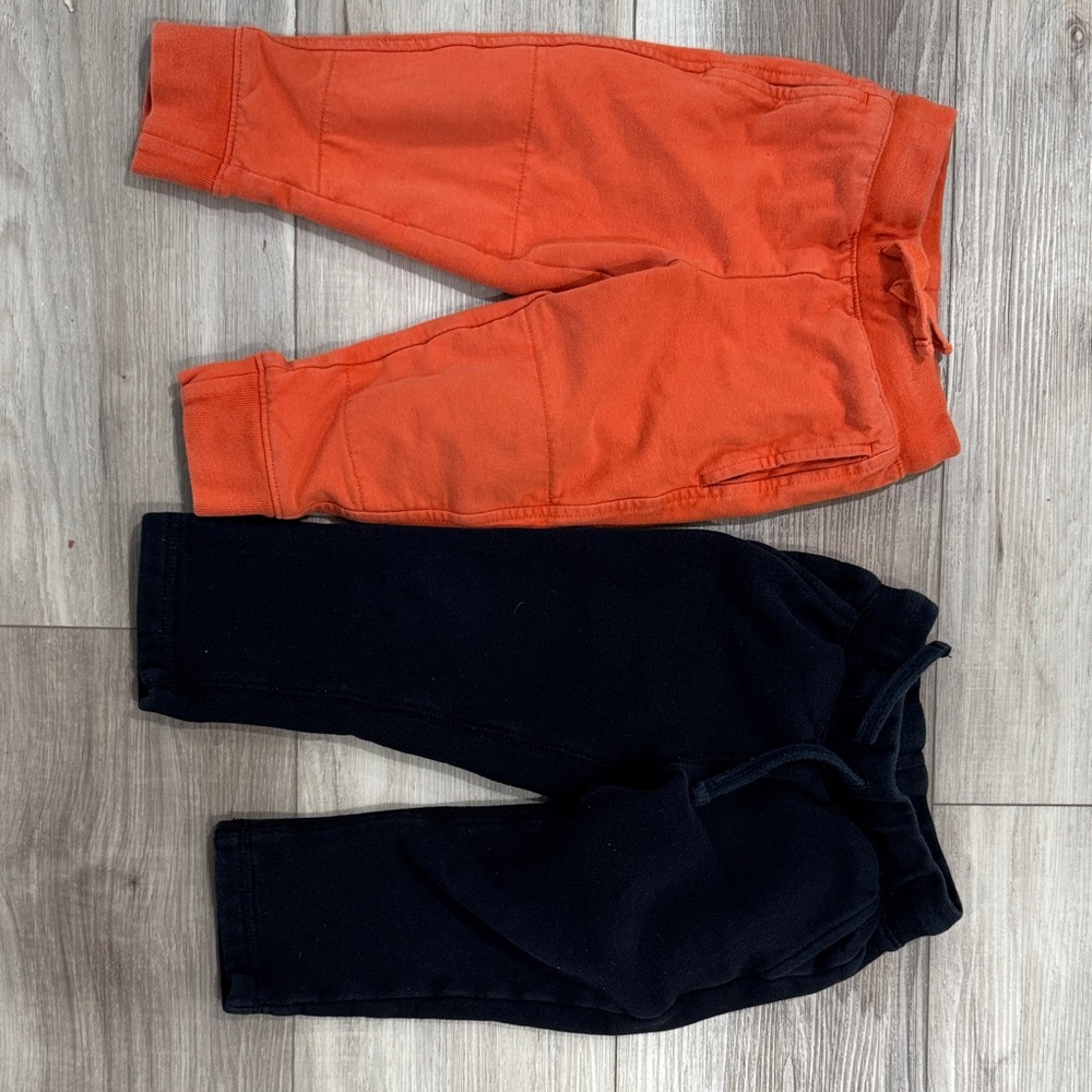 Primary Kids' Vibrant Orange and Classic Black Joggers Size 2